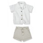 Off White David Shirt & Beige Elton Shorts