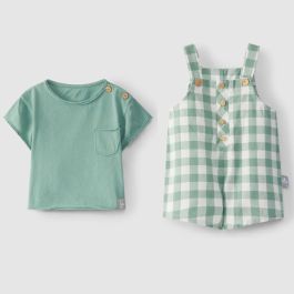 Plain Tshirt & Dungaree Shorts Checkered