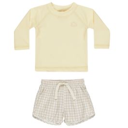 Yellow Rashguard & Oat Check Swim Short