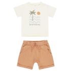 Raw Edge Tee Santorini & Relaxed Short Grapefruit