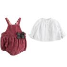 White Blouse & Rose Romper