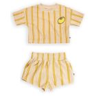 Cropped Crewneck Tee & Shorts | Stripes Yellow