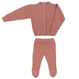 Loulou Baby Cardigan & Loulou Footed Leggings | Antique rose