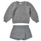 Balloon Sweater & Asymmetrical Skort | Dusty Blue