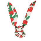 Scrunchie Ecru W/ Red Roses