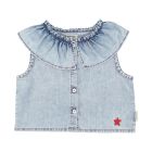Sleeveless Blouse W/ Collar Blue Light Denim
