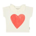 Tshirt W/ Collar Ecru W/ Red Heart Print