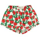 Shorts Ecru W/ Red Roses Print