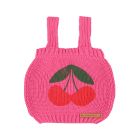 Knitted Top W/ Straps Pink W/ Cherry Print
