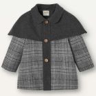 Grey Plaid Woolen Cape Coat