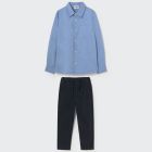 Chambray Rustic Flannel Shirt & Navy Cotton Twill Pants