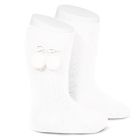 Pom Pom Knee High Socks | White