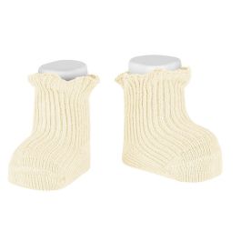 Warm Cotton Rib Socks W/ Curling | Beige (303)
