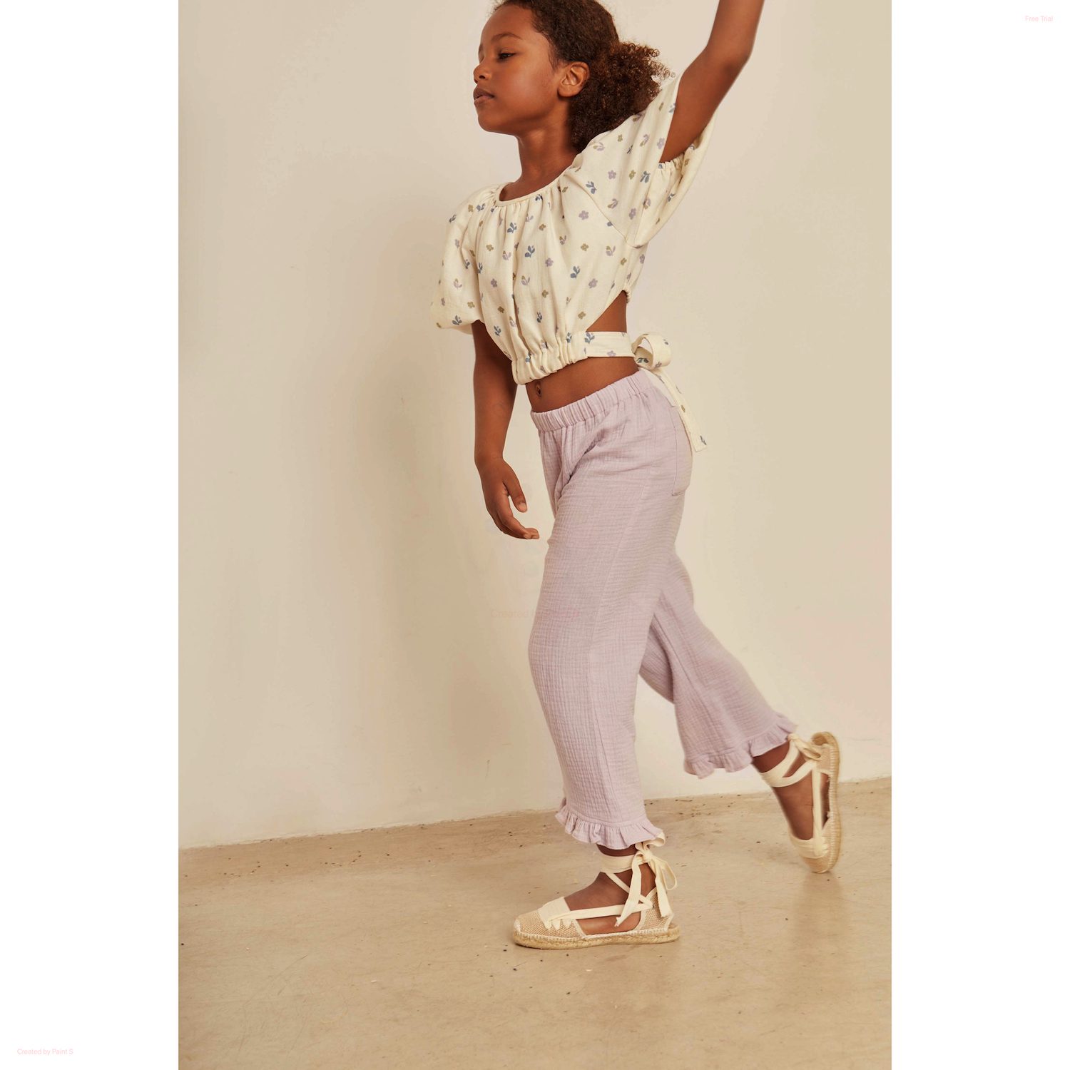 Adeline Muslin Flower Top & Elise Ruffle Pant | Set