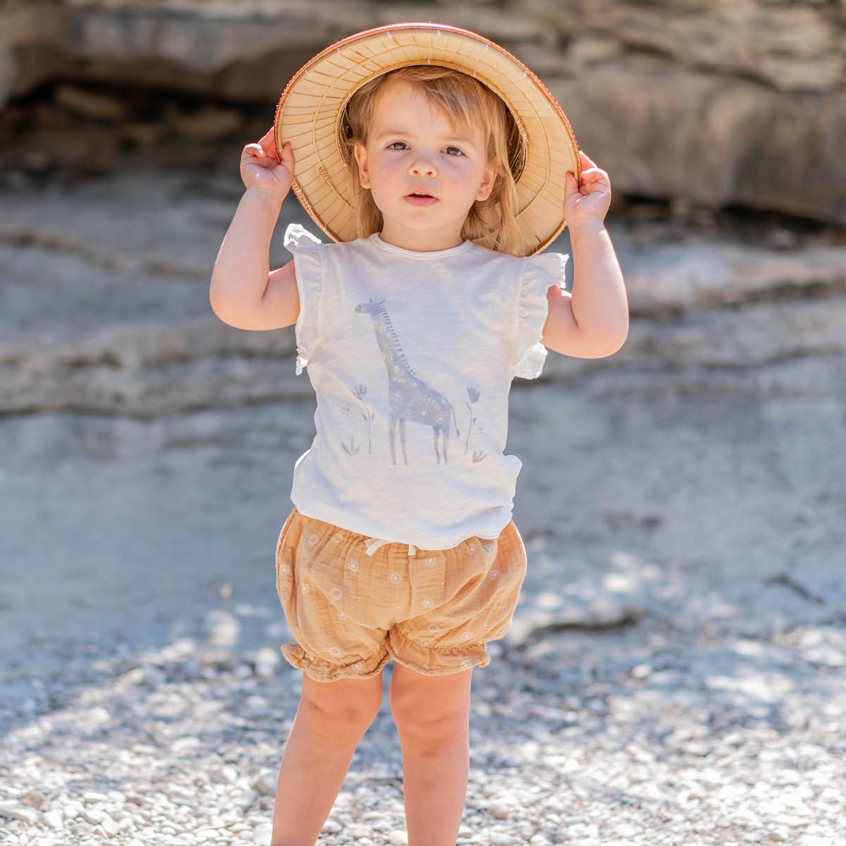 Ecru Giraffe T-Shirt & Ocre Sunshine Bloomer