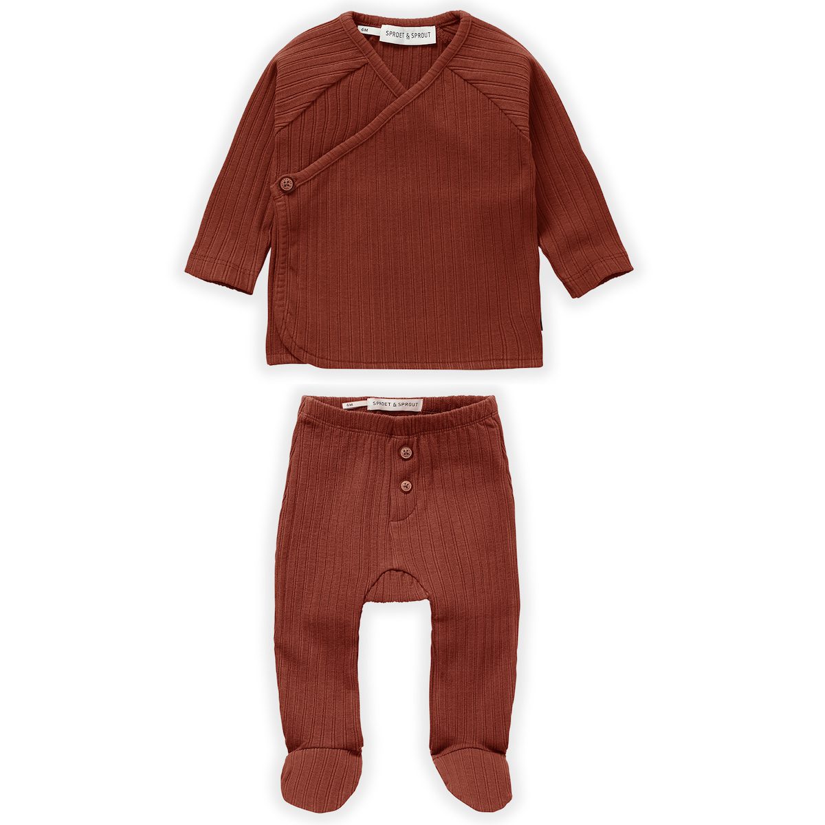 Baby Cardigan & Footie | Rust Brown