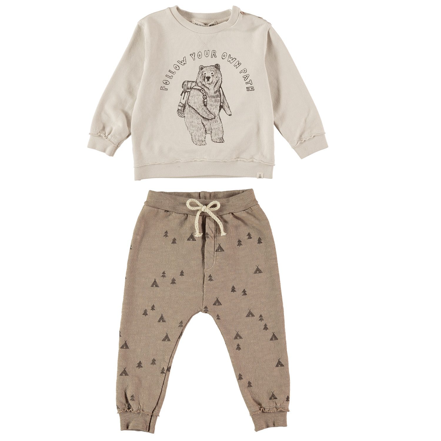 Camping Bear Sweatshirt Beige & Camping Trousers Taupe
