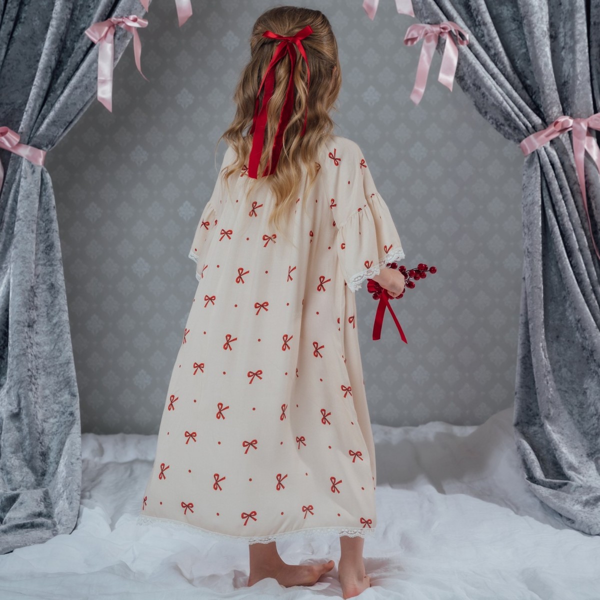 Camelia Nightdress Red Bows