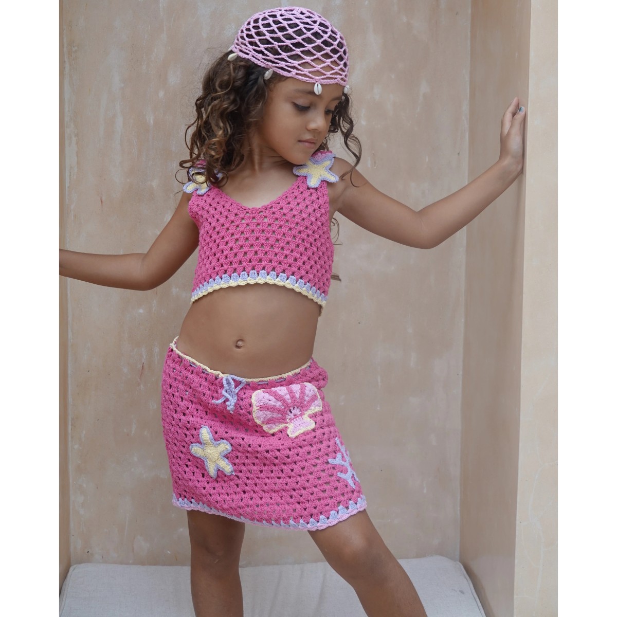 Aiko Crop & Ocean Skirt Magenta Mermaid