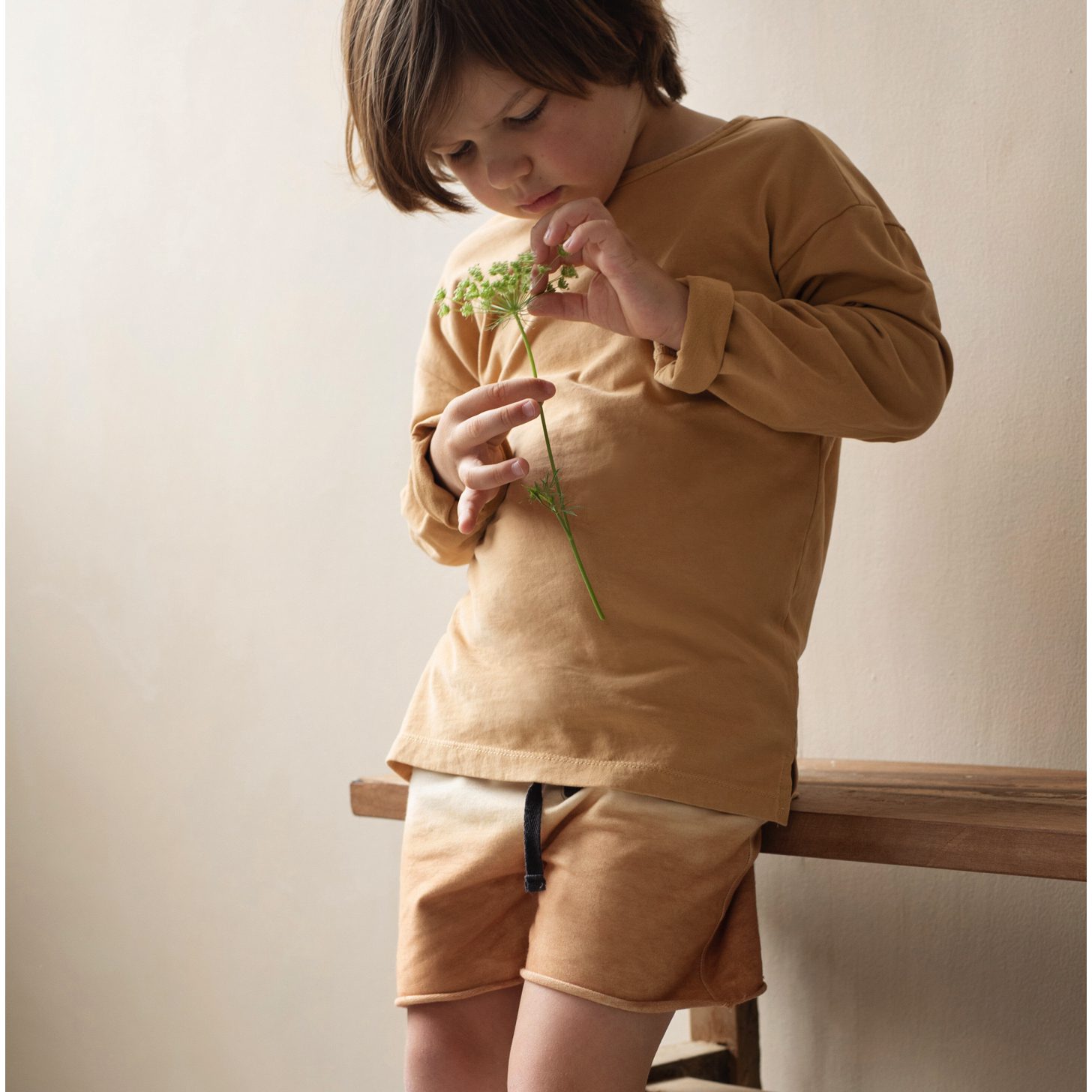 Mellow Apricot Oversized Top & Peche Melba Raw-Edged Shorts