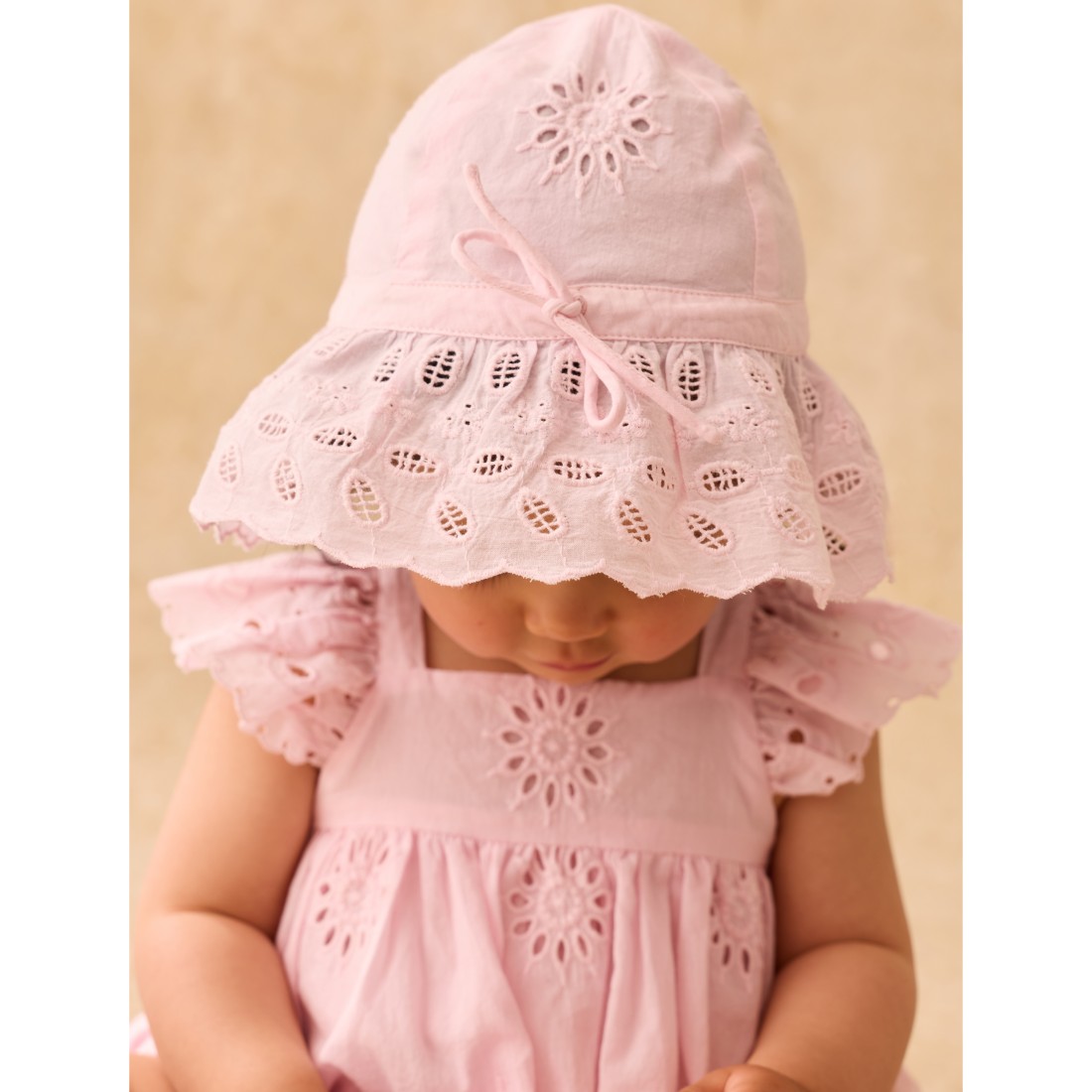 Sun Hat Eliana Pink Schiffli