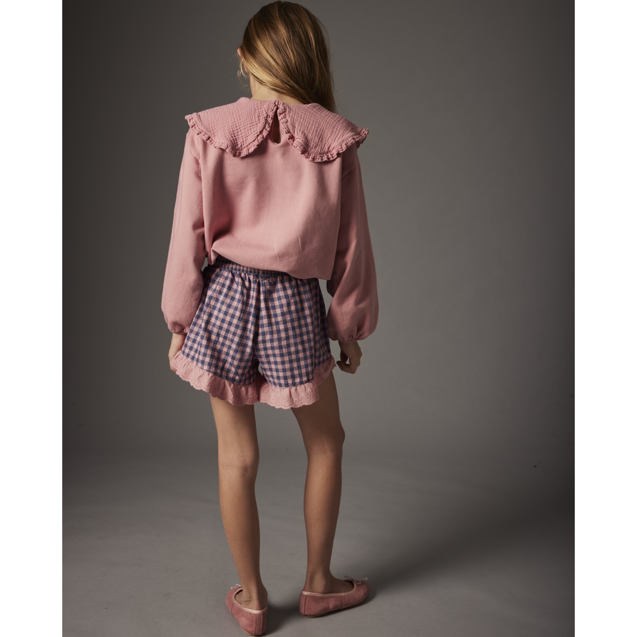 Soft Brushed Fleece Puffed Sweatshirt Rose Tea