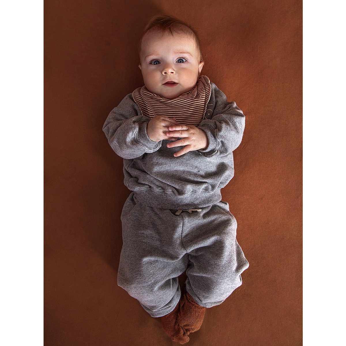 Baby dropped Shoulder Sweater & Track Pants | Grey Melange