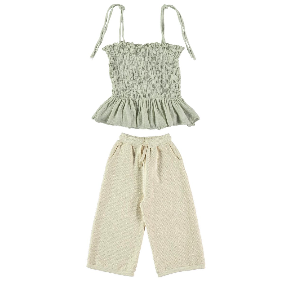 Water Smock Top & Ecru Plush Pant