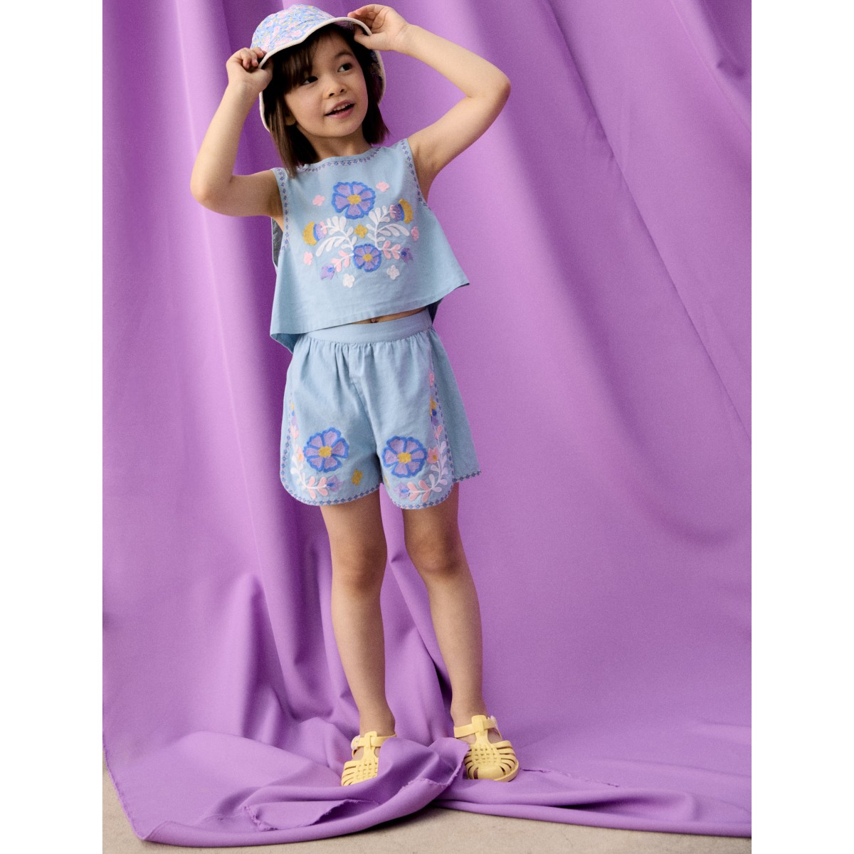 Camisole Albane & Shorts Maïwen Stone Blue