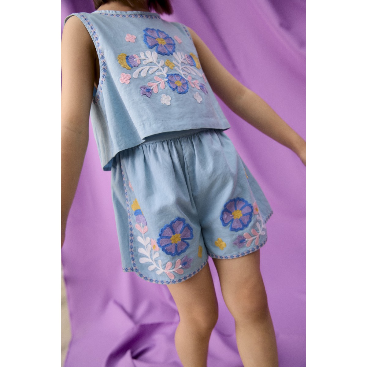 Camisole Albane & Shorts Maïwen Stone Blue