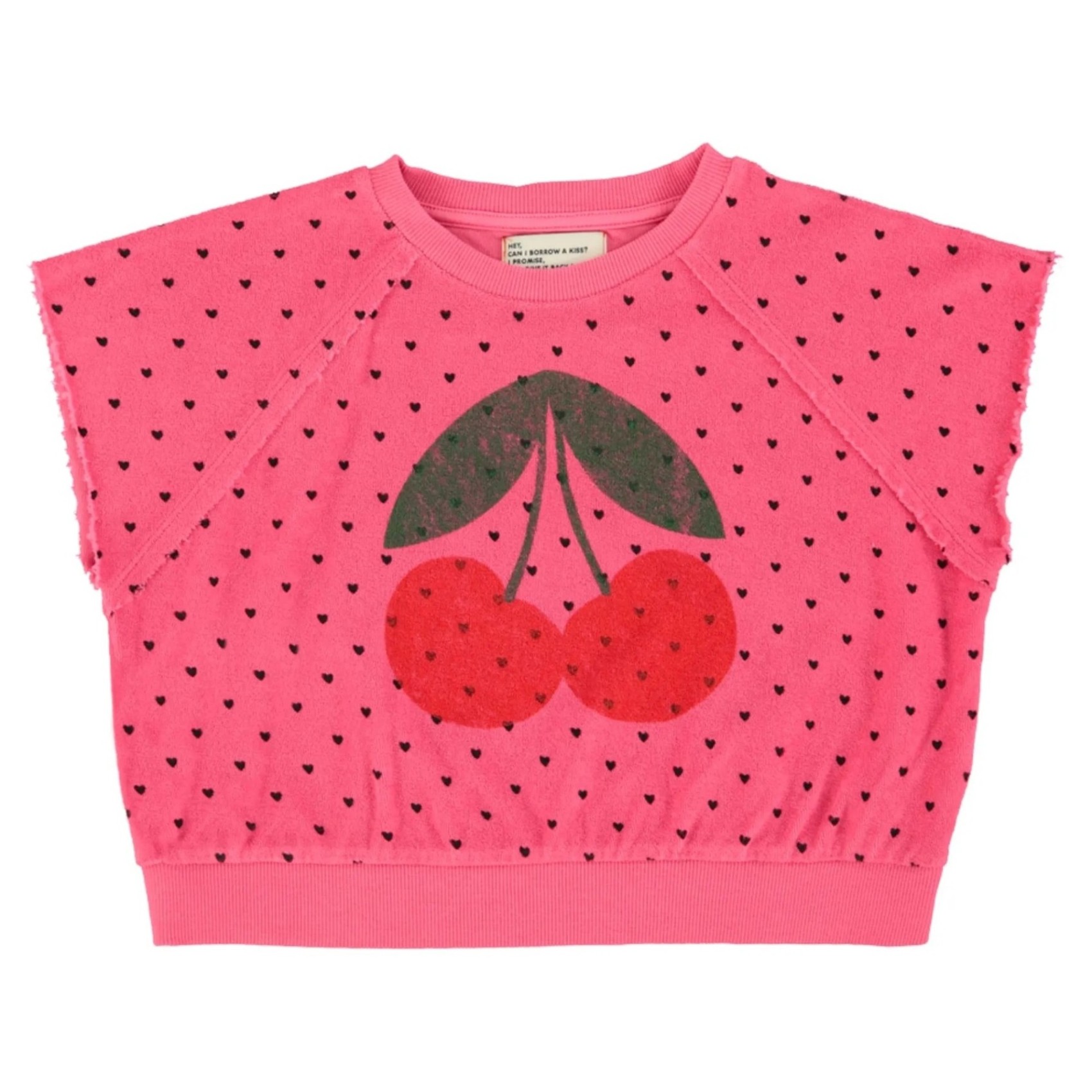 Sleeveless Sweatshirt Pink W/ Cherry Print