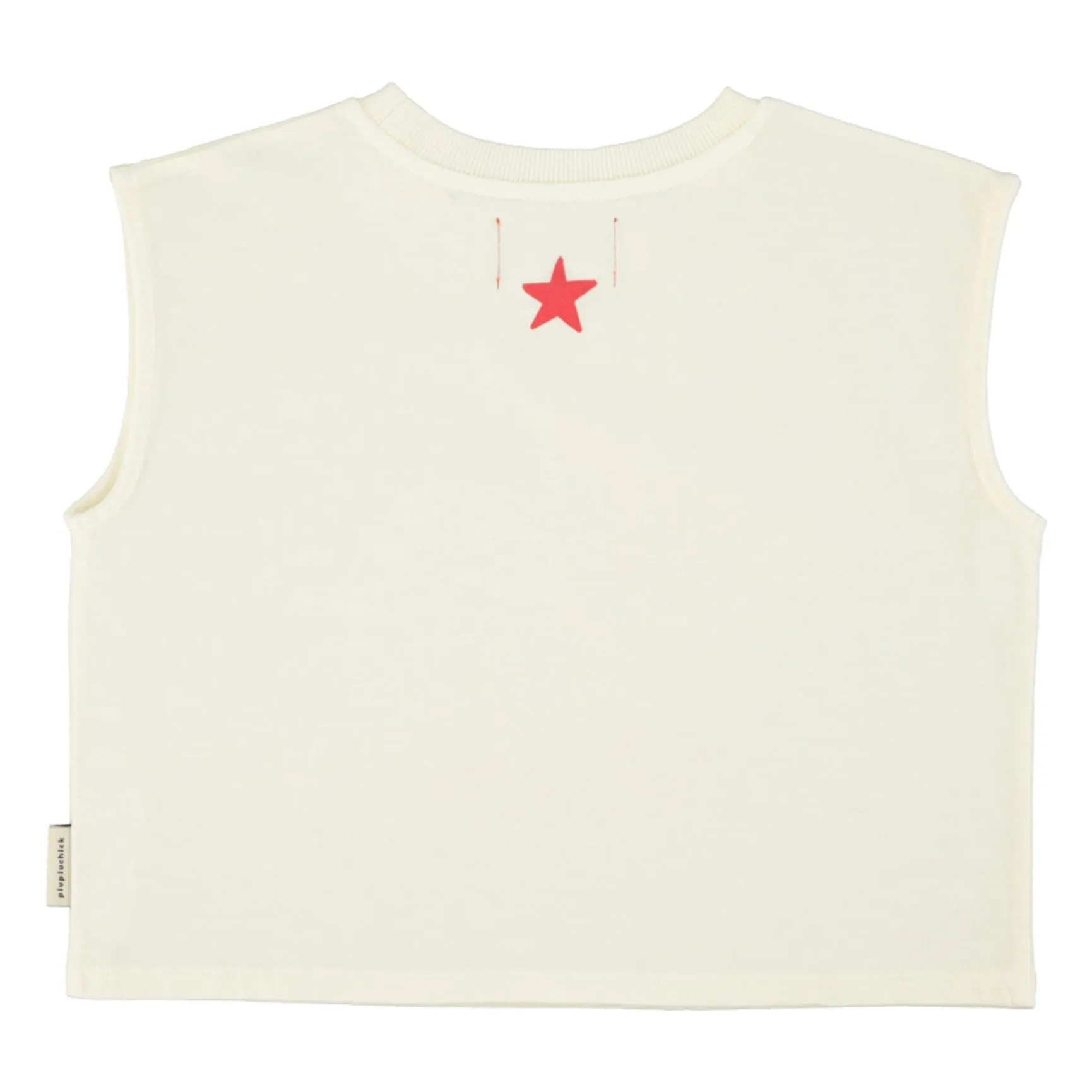Sleeveless Tshirt Ecru W/ Apple Print
