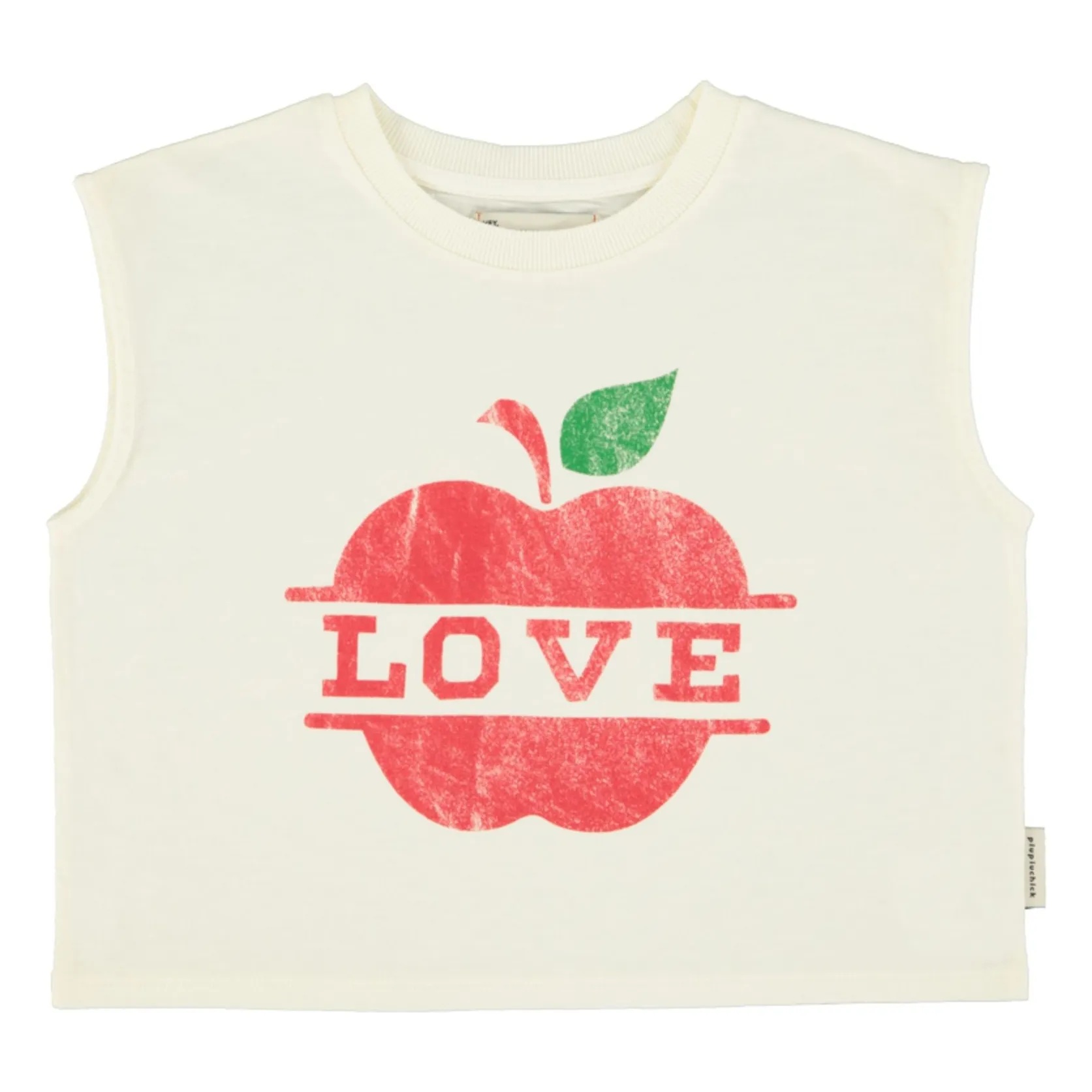 Sleeveless Tshirt Ecru W/ Apple Print