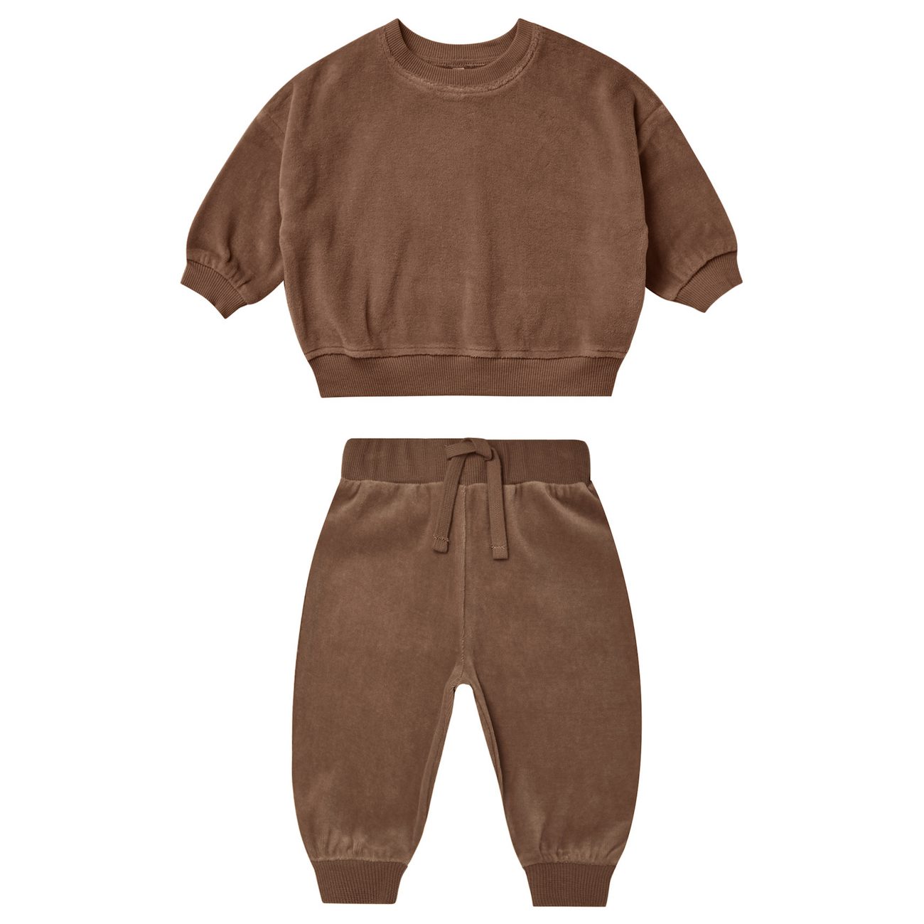 Velour Relaxed Sweatshirt & Sweatpants | Cocoa