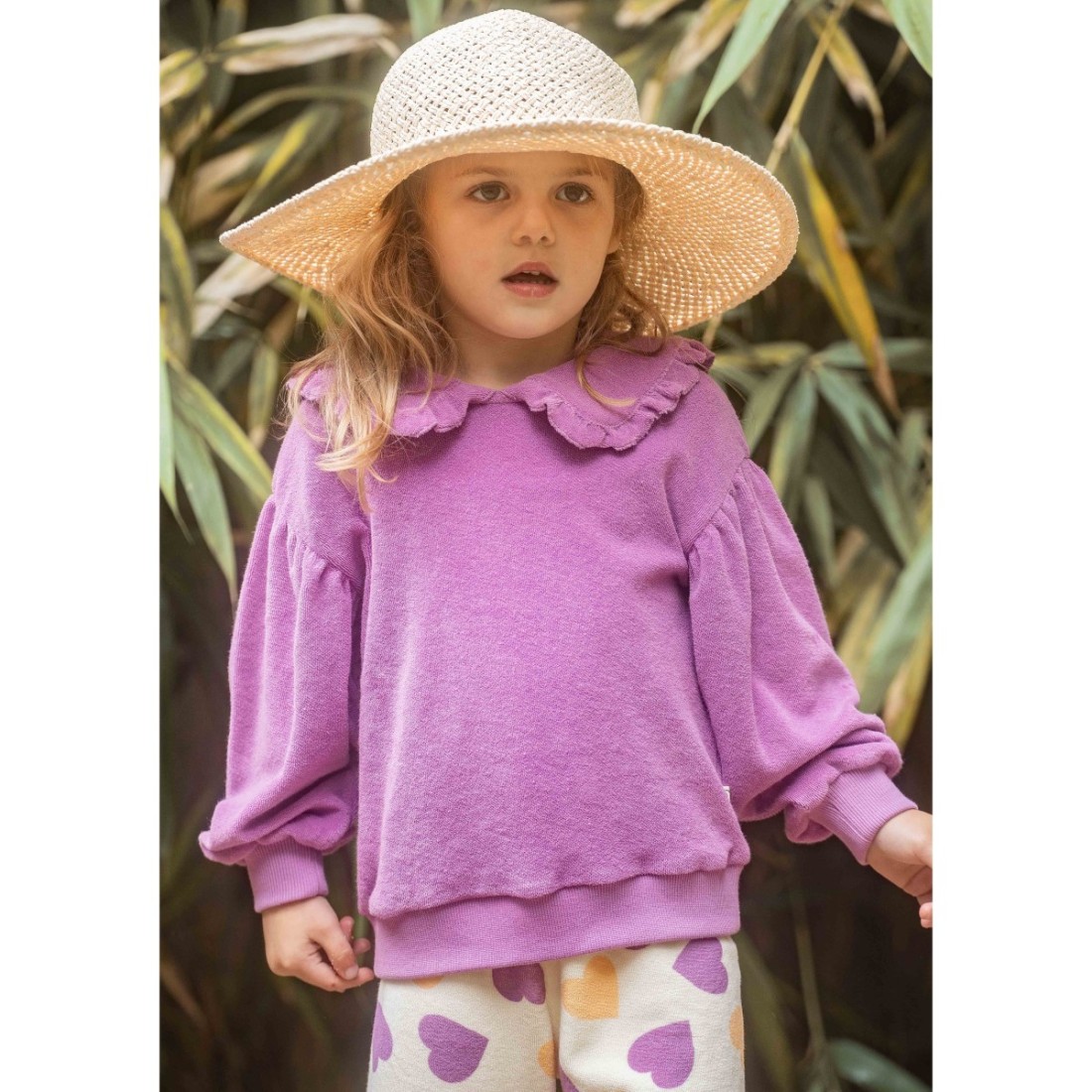 Violet Terry Cotton Balloon Collar Sweater