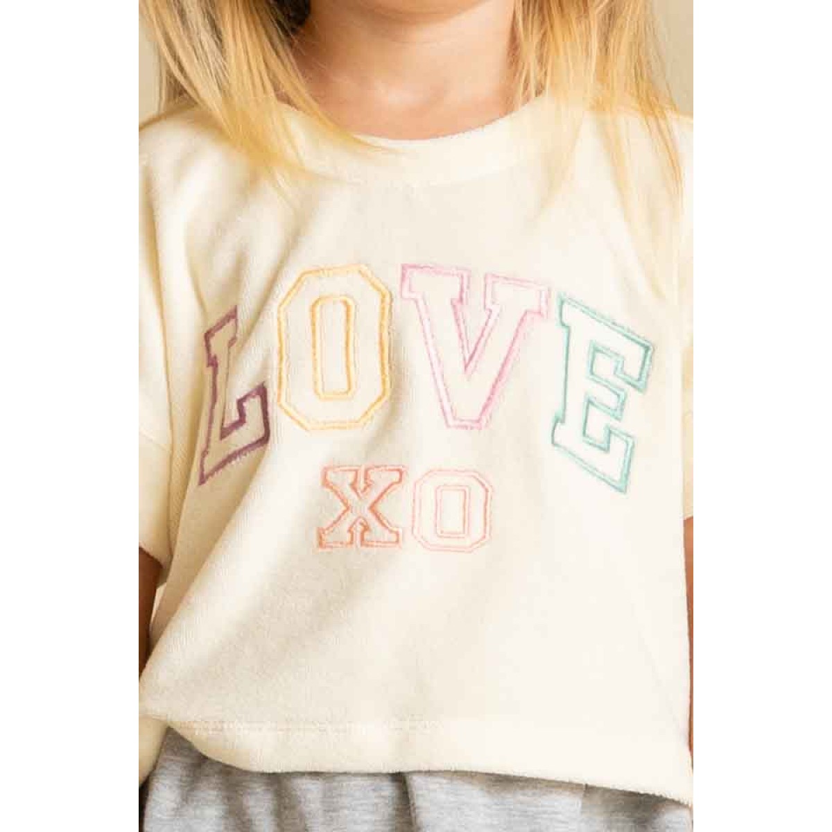 Cream Terry Cotton Relaxed Tee