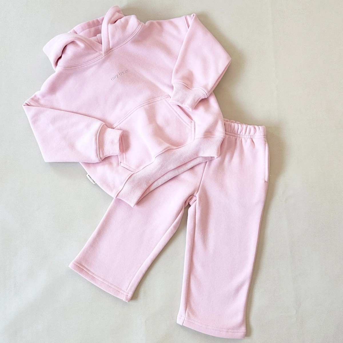 Sporty Puff Print Hoodie Tracksuit Set Pink
