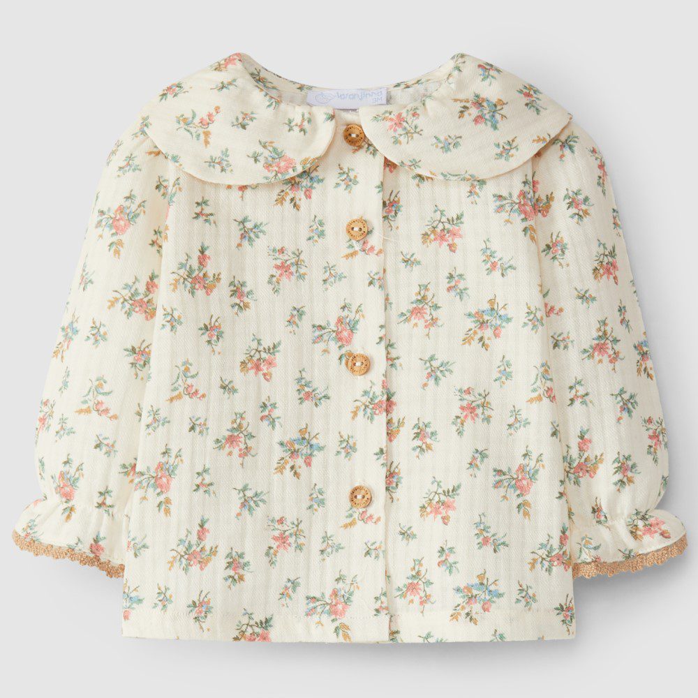 Floral Muslin Blouse & Corduroy Dungaree Dress