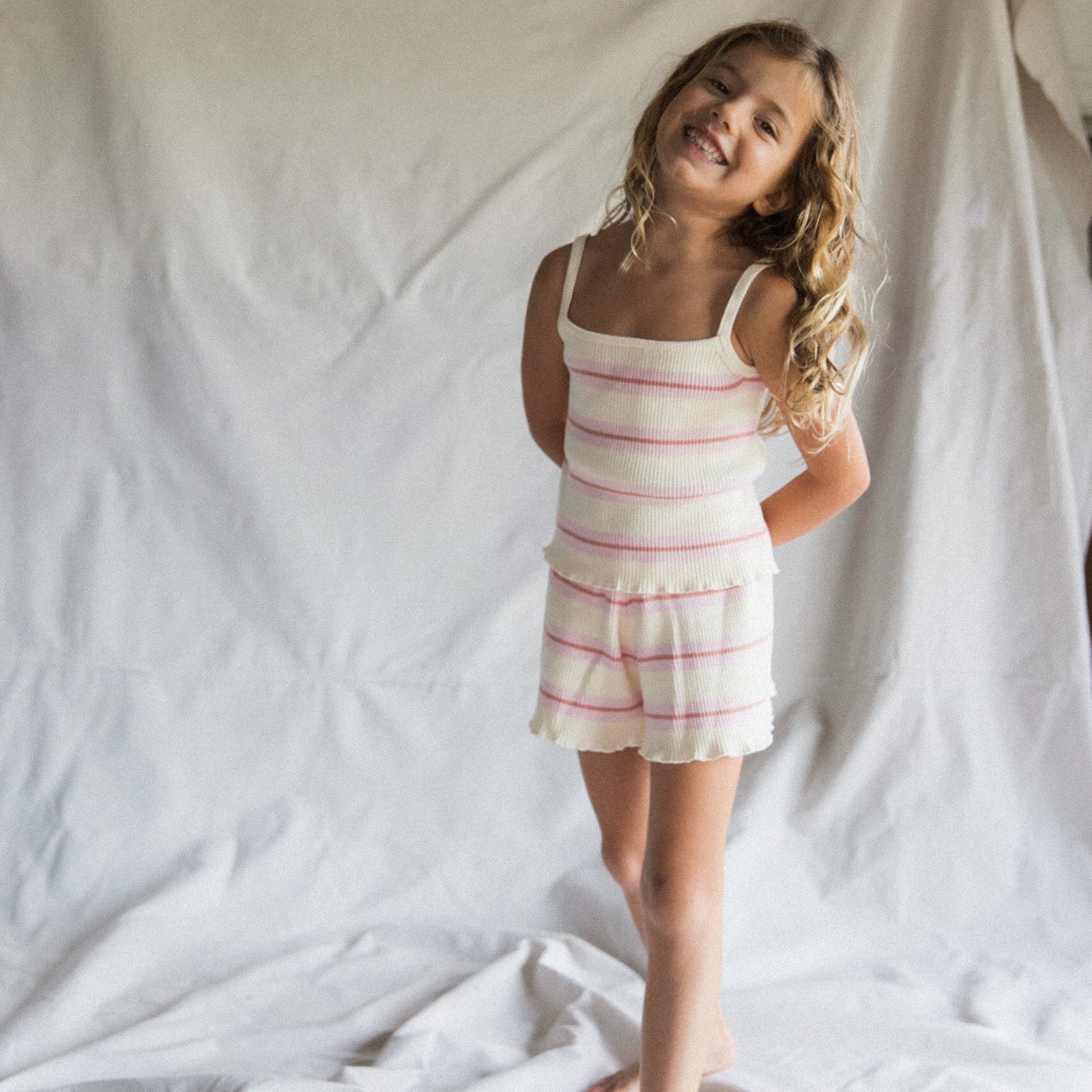 Kealia Knit Tank & Shorts | Striped Pinks