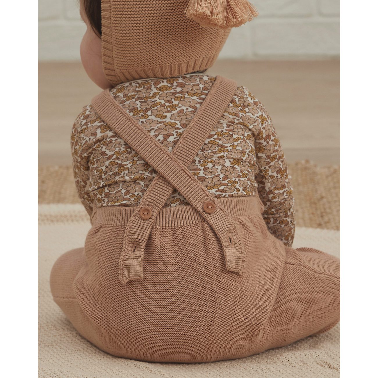Blossom Bamboo Long Sleeve Tee & Blush Knit Overall