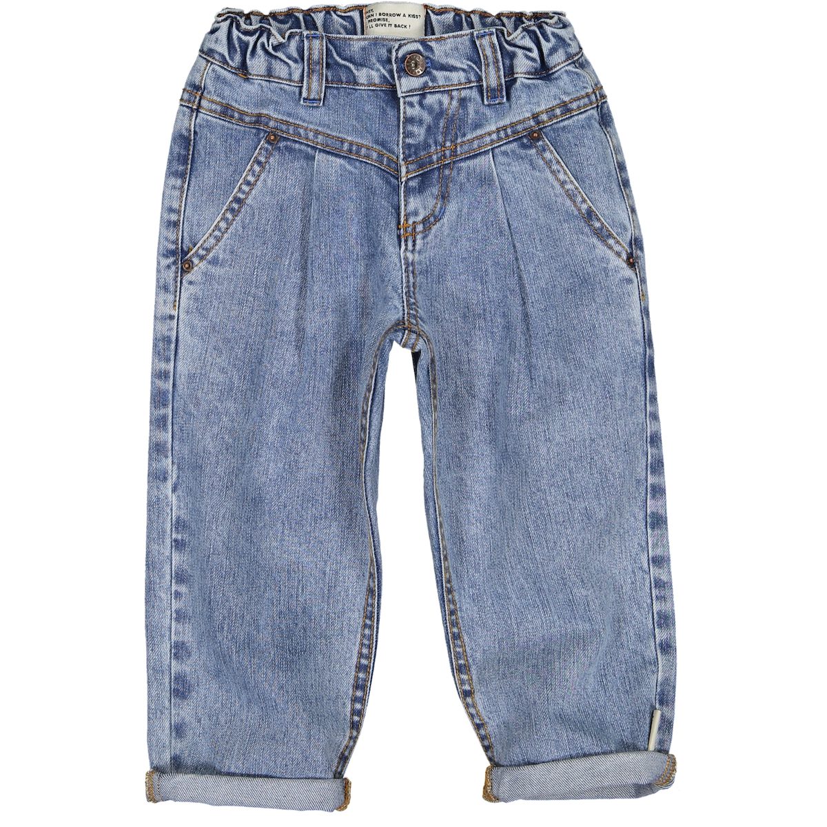 Mom Fit Trousers | Washed Light Blue Denim