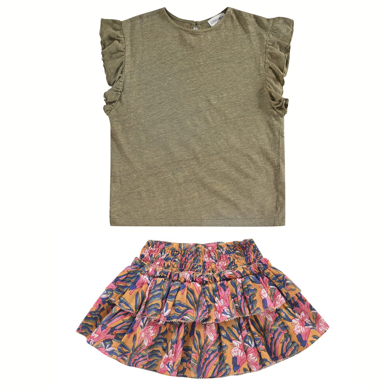 Khaki Hermance Tee & Honey Flower Roumia Skirt