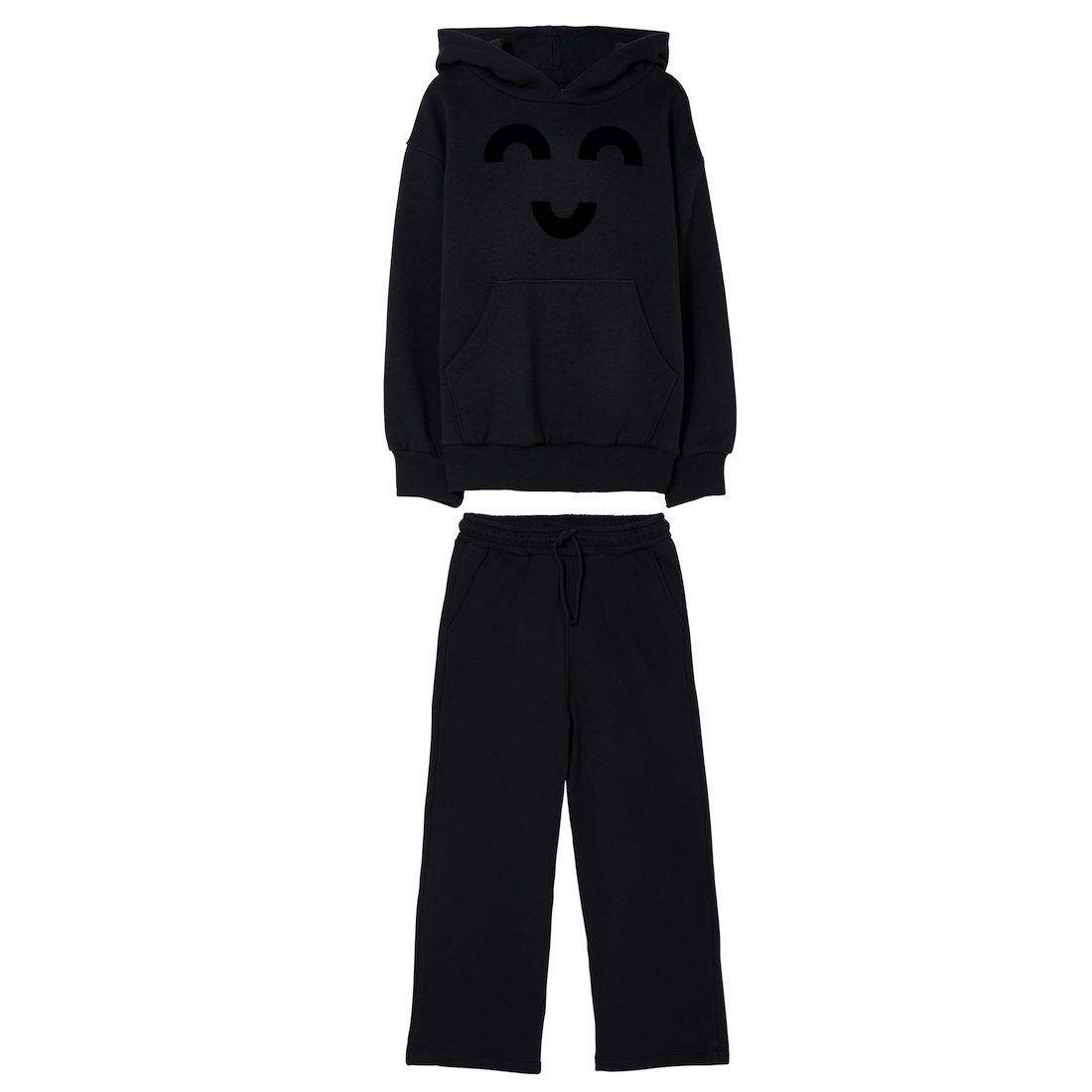Horst Ash Black Hooded Sweatshirt & Delrey Ash Black Large Leg Pants