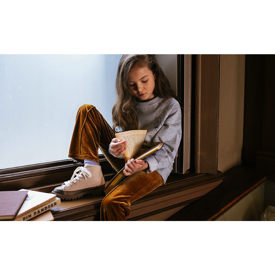 Grandad Sweatshirt Peace Hand & Velvet Flare Pants