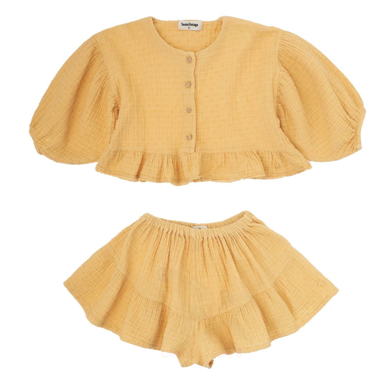 Plumeti Cropped Blouse & Short | Yellow