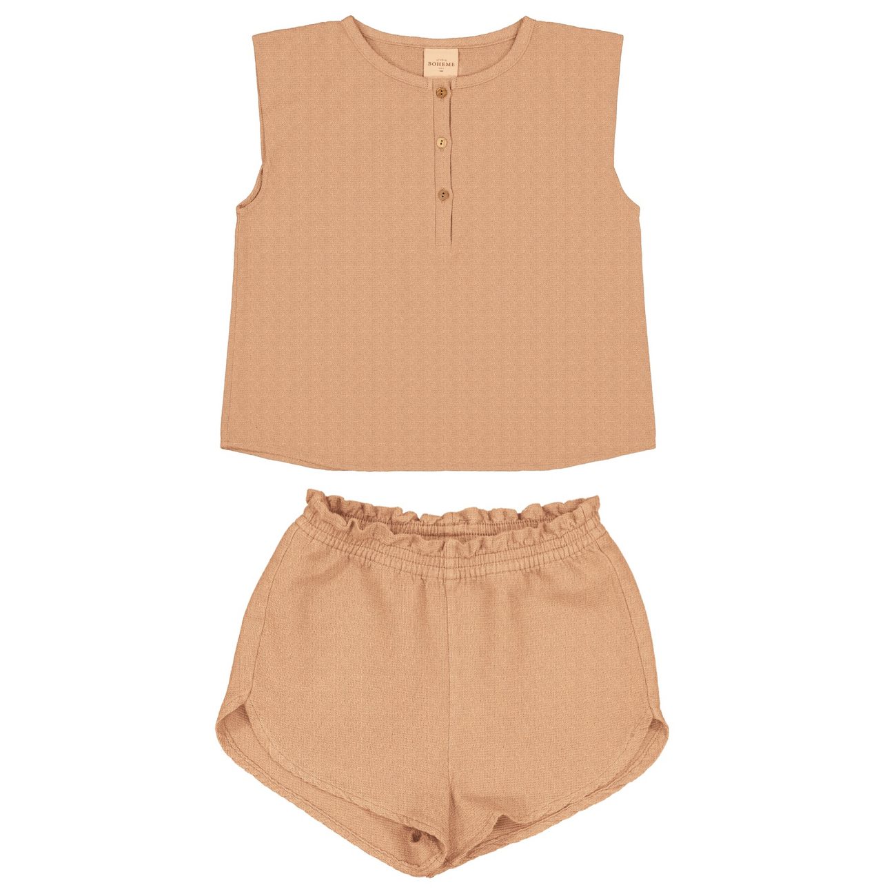 Roman Blouse & Georgette Shorts | Peach