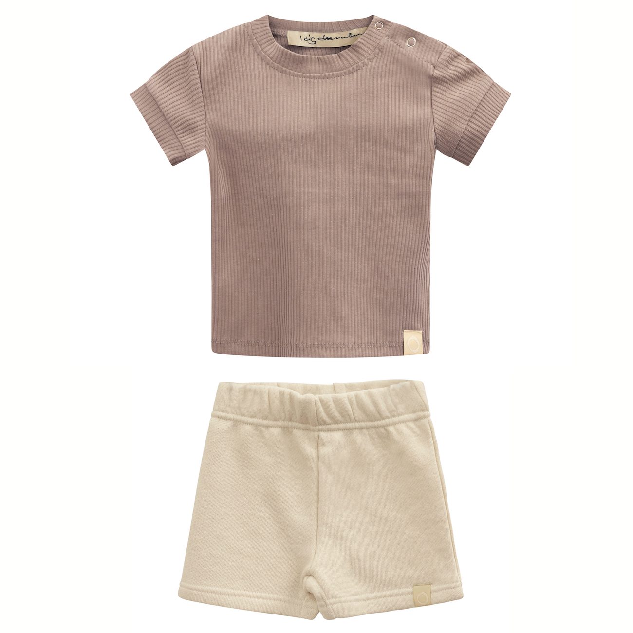 Soft Brown Cali Tee Rib & Off White Mike Shorts