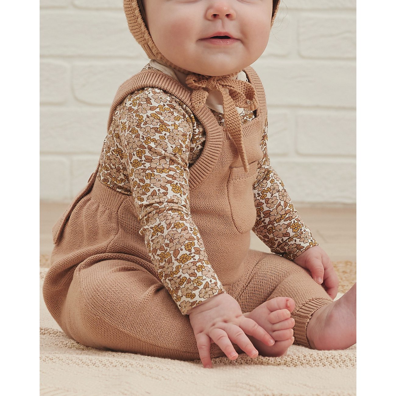 Blossom Bamboo Long Sleeve Tee & Blush Knit Overall