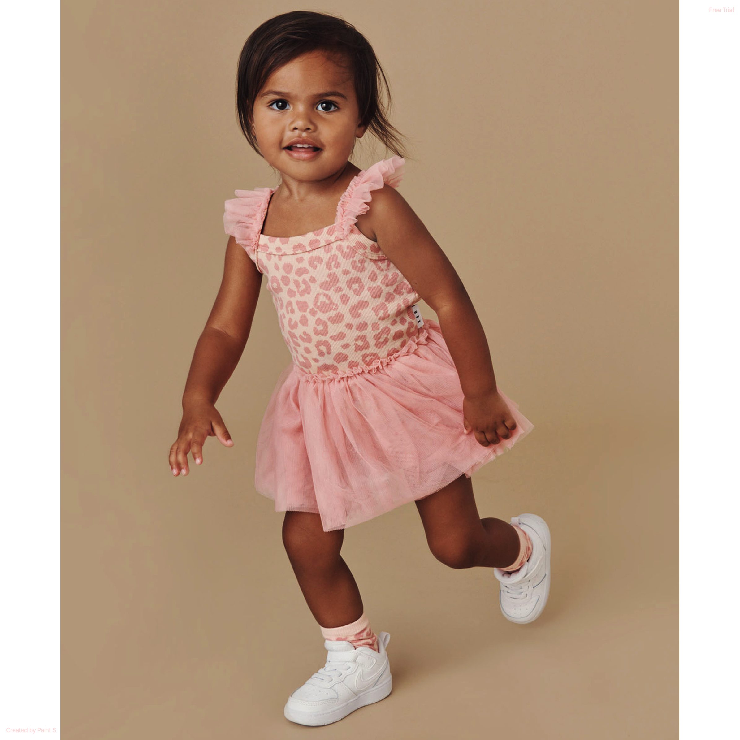 Peach Hux Frill Rib Ballet Onesie