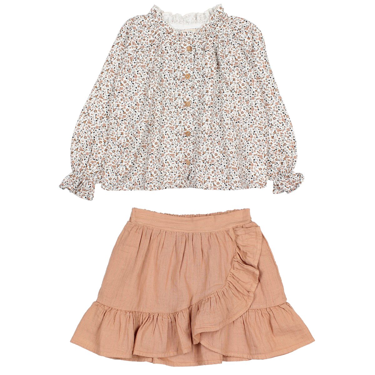 Fall Blouse & Latte Lurex Skirt